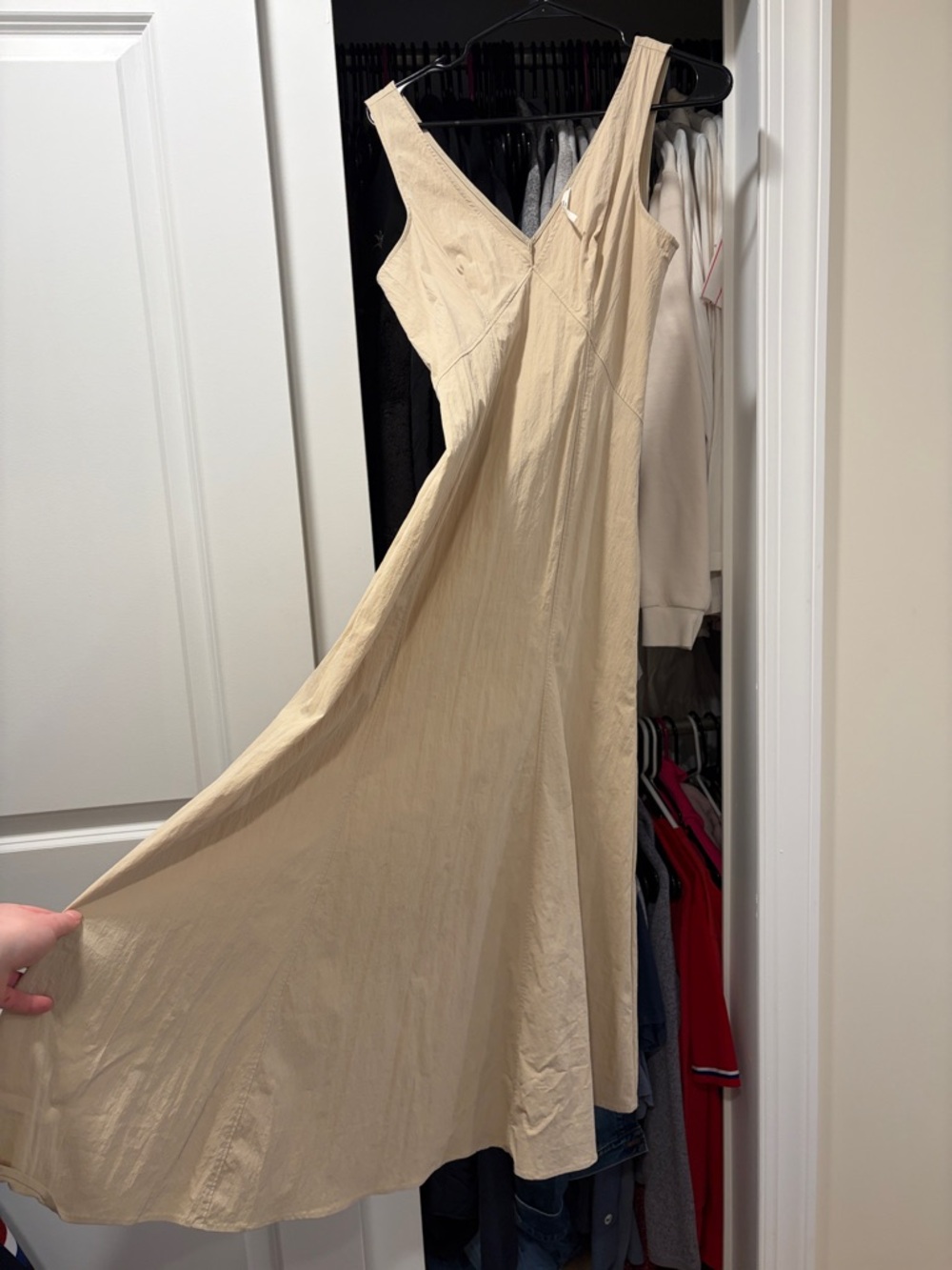 Anthropologie Cream V-Neck Maxi Sun Dress Size 2